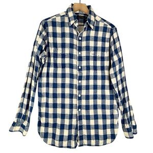 Polo Ralph Lauren Shirt Mens Medium Blue Gingham Check Gauzey Military